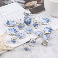 15Pcs 1:12 Dollhouse Miniature Tableware Porcelain Ceramic Tea Cup Set Model Kitchen Accessories For Doll House Decor Toys Gift