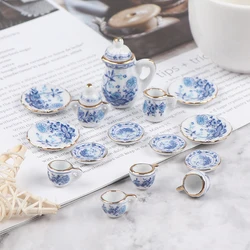 15Pcs 1:12 Dollhouse Miniature Tableware Porcelain Ceramic Tea Cup Set Model Kitchen Accessories For Doll House Decor Toys Gift