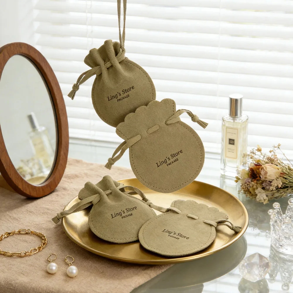 

50/100Pcs 7*8cm 8*10cm Personalized Logo Beautiful Design Custom Jewelry Microfiber Pouch Mini Drawstring Bag Wedding Gift Pouch