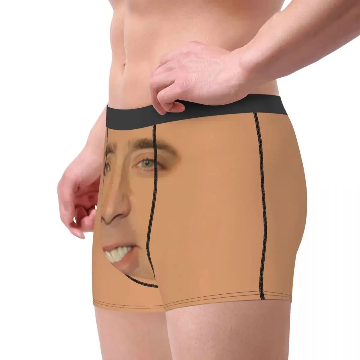 Men's Nicolas Cage Full Face Underwear Humor Boxer Briefs Shorts Panties Homme Breathable Underpants Plus Size