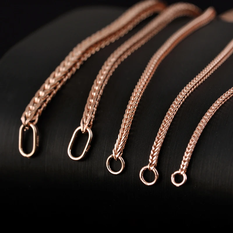 MIQIAO شوبان سلسلة 925 قلادة فضية لون الذهب الوردي للرجال النساء طويلة 40 45 50 55 60 65 70 80 سم القلائد للنساء