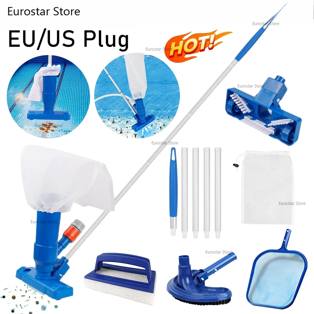 Professional Pool Vacuum Cleaning Tool Swimming Pool Cleaner Set Cleaner Brush for Hot Spring Outdoor with EU connector