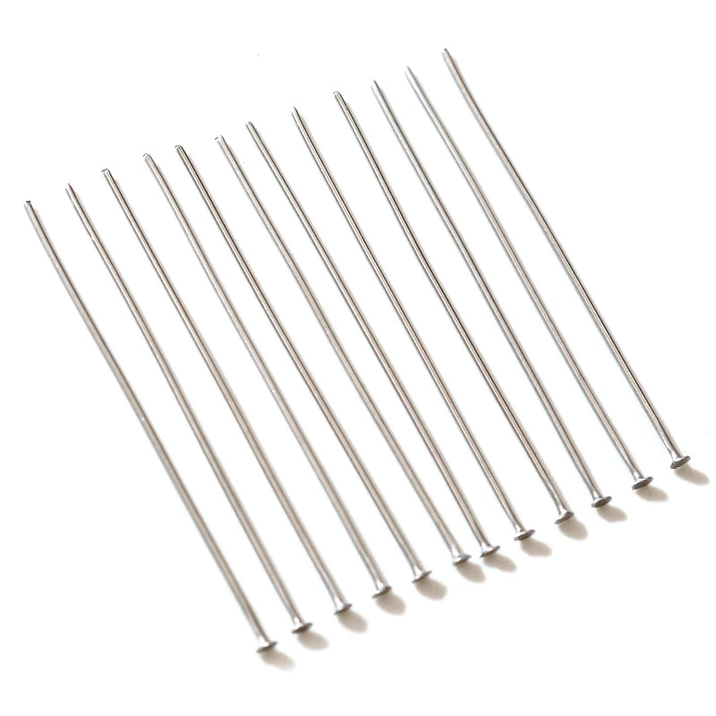 No Fade 100pcs/Lot 20 30 35 40 70 mm Stainless Steel Flat Head Pin Findings Headpins For Jewelry Making DIY Supplies Accessories