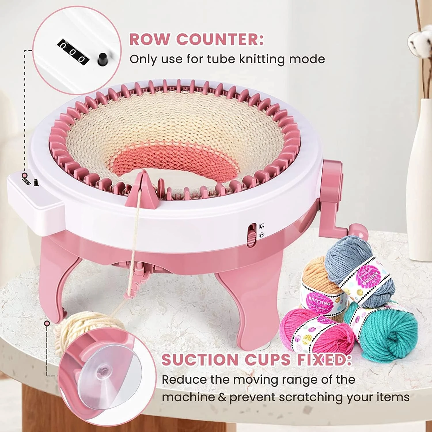 48 Needles Knitting Machines with Row Counter,Smart Knitting Crochet Machine,Weaving Round Loom,Double Knit Loom Machine Kit,New