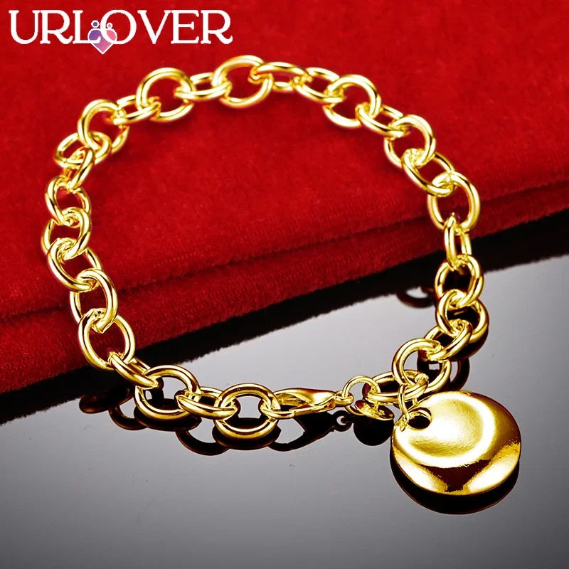 

URLOVER 18K Gold Bracelet Woman Circular Chain Bracelets High Quality Party Wedding Engagement Fashion Luxury Jewelry Gifts