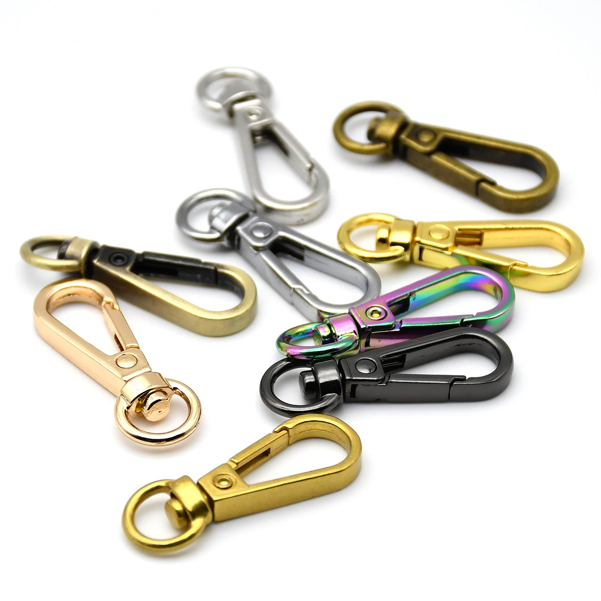 Metal Carabiner Snap Hook Trigger Clasps Clips Swivel O-ring for Leather Craft Bag Strap Belt Webbing Keychain Small Size