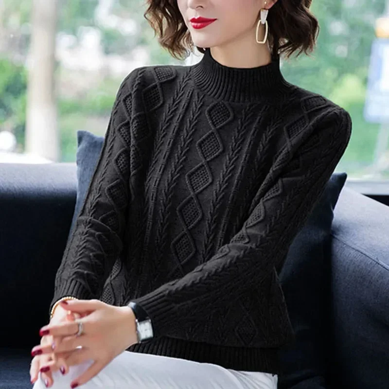 2024 Autumn Winter New Fashion Turtleneck Sweater Women Long Sleeve Pullovers Office Ladies Clothing Soft Knitted Jumpers Pull