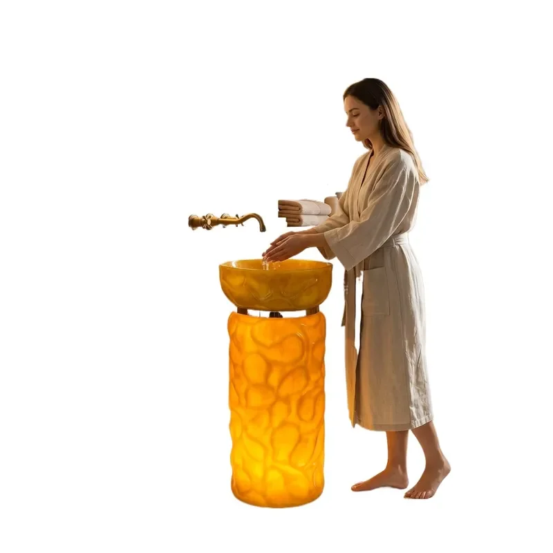 New Deluxe Hand Wash Upright Bathroom Basin Solid Surface Stone Resin Bench Sink