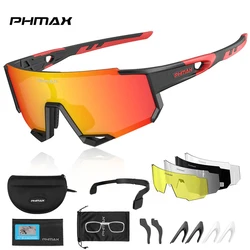 PHMAX Cycling Sunglasses Polarized Bike Glasses Road Anti-UV Photochromic Lens Men Cycling Glasses Bicycle Night Vision Eyewear