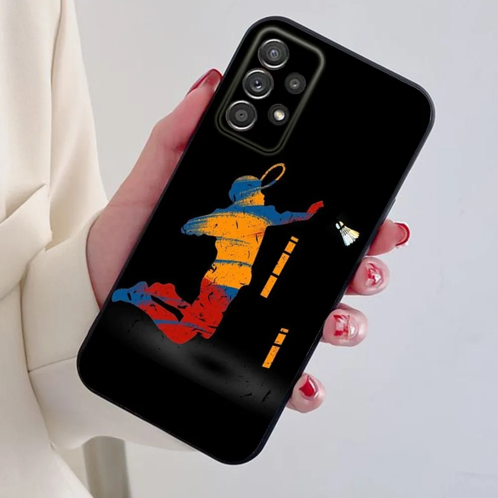 Badminton Sport badminton Phone Case For Samsung S24,S21,S22,S23,S30,Ultra,S20,Plus,Note,10,9,5G Black soft silicone case