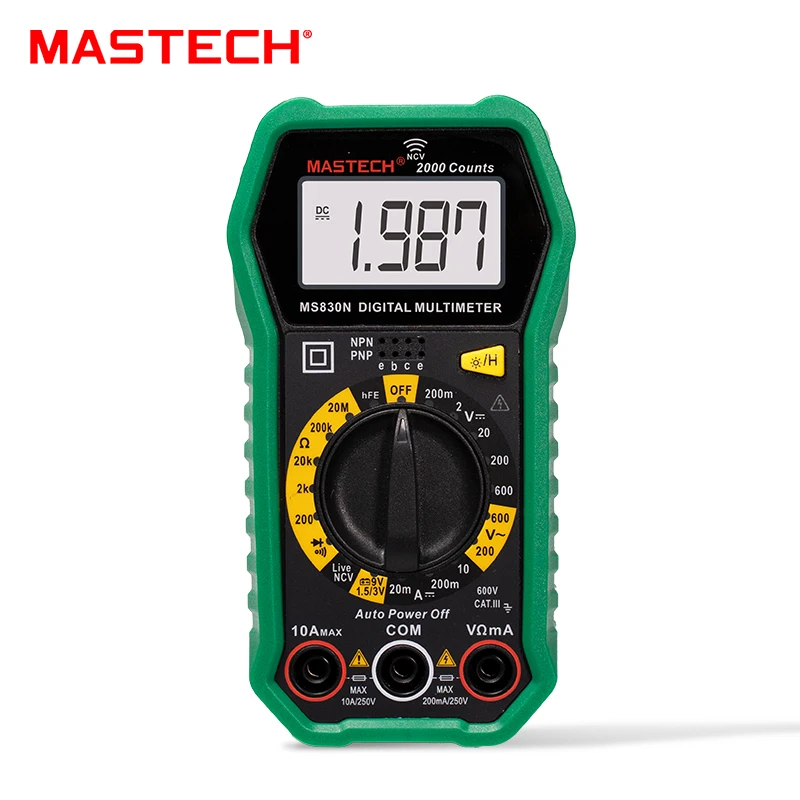 MASTECH 디지털 멀티미터 계량기, MS830M, MS830N, MS830T, 2000 카운트, 자동 AC/DC 전압 테스터, 옴 전류 전류계 감지기 도구