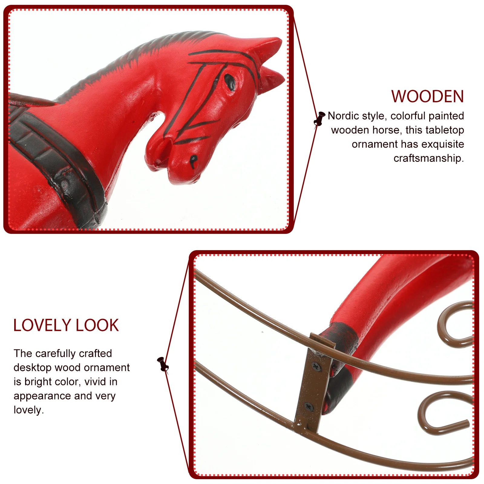 

Colorful Painted Wooden Horse Tabletop Decoration Stable Bottom Craftsmanship Christmas Indoor Decor Home Office Sculpture