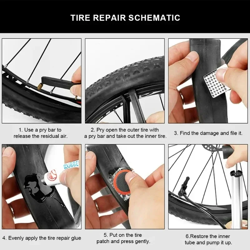 Portable Bicycle Flat Tire Repair Kit - Inner Tube Patching Tools, Tyre Levers & Rubber Repair Pads with Cold Patch Sealant image 4