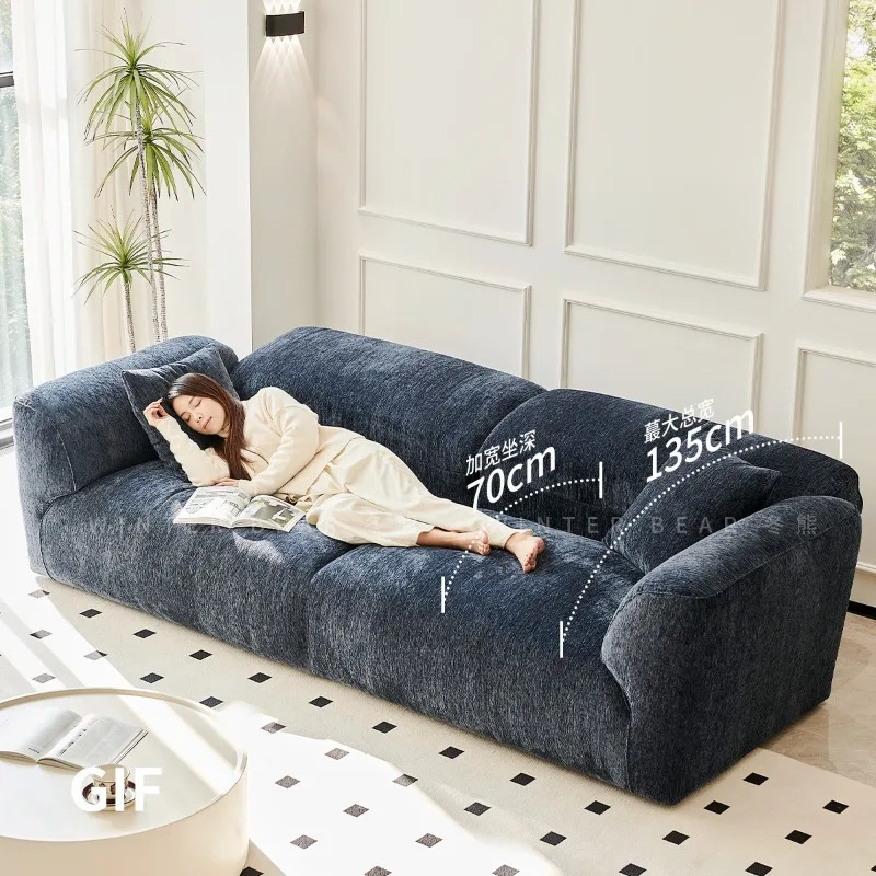 Fabric sofa, living room French chenille cream style small apartment sofa