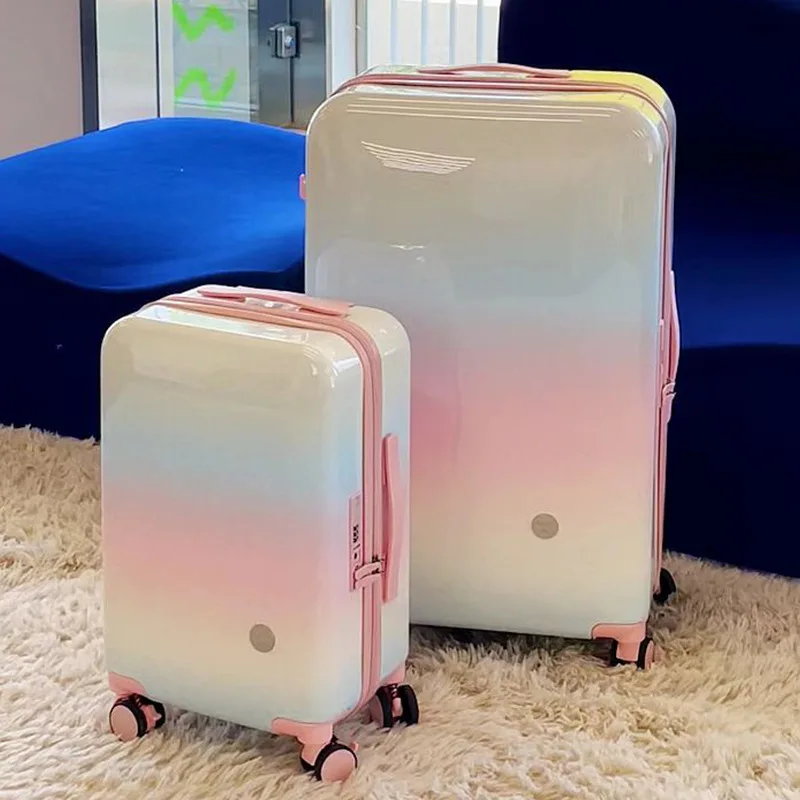 Rolling Suitcase Gradient Color Luggage Hard Shell Suitcase Carry on Luggage Trolley Bag Under Seat Luggage Suitcase 20 Inch