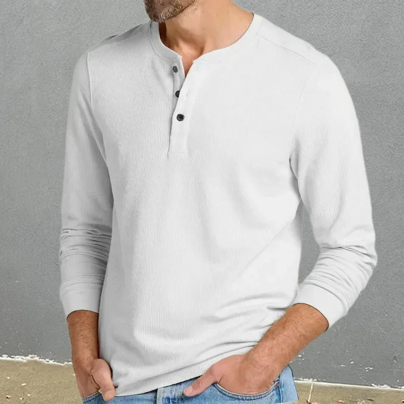 Spring/Summer New Men's Knitwear Button Round Neck Long Sleeve Slim Fit Sweater Casual Men's Wear