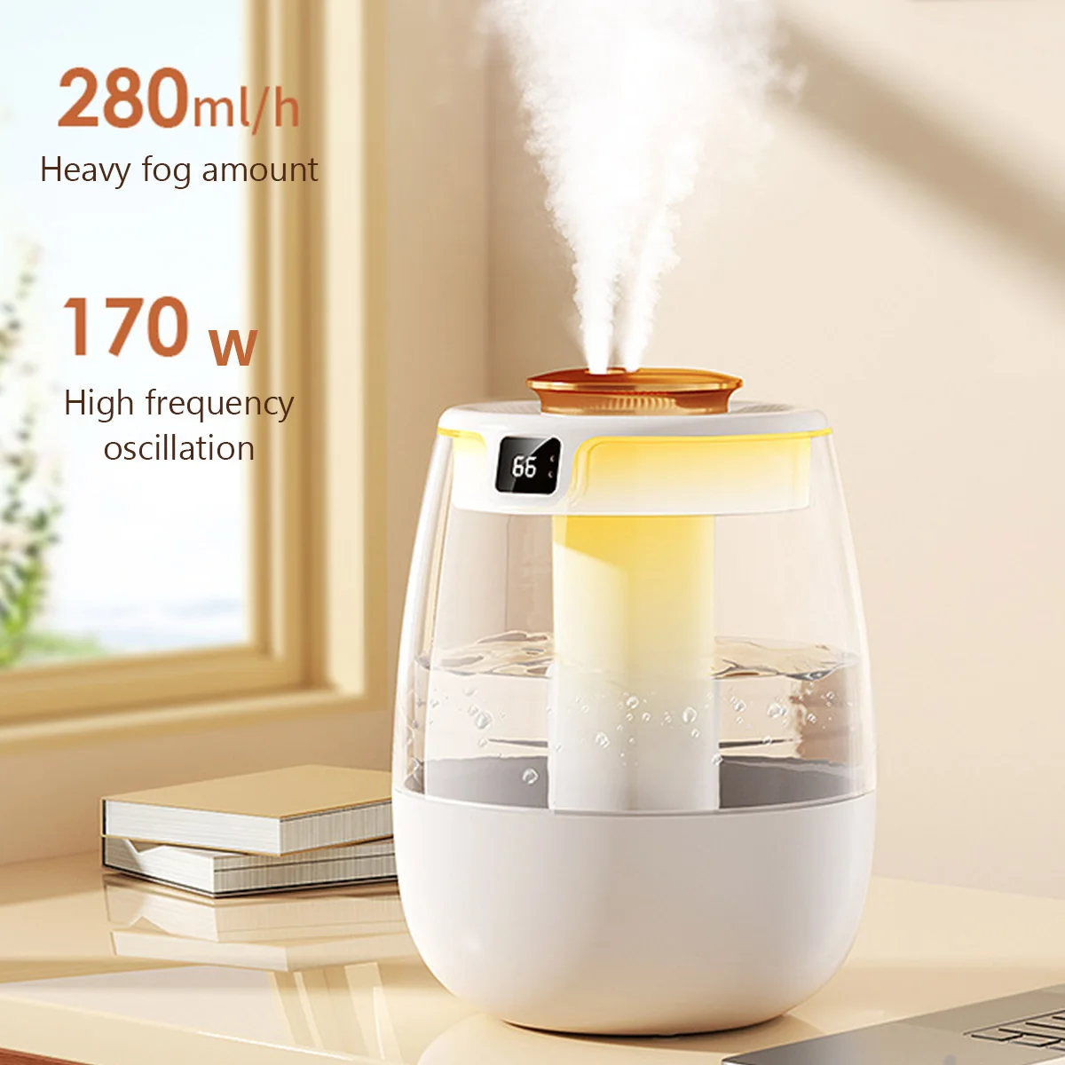 Air Humidifier Large Capacity USB Double Spray Humidifier Silence Humidifier with Intelligent Digital Display for Home Office