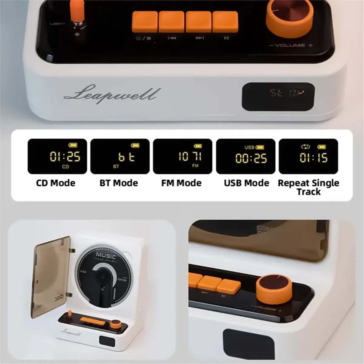 wilwill Multifunctional Album Cd Player HiFi Speaker Bluetooth Wireless Portable Camping Retro Disc Music Machine