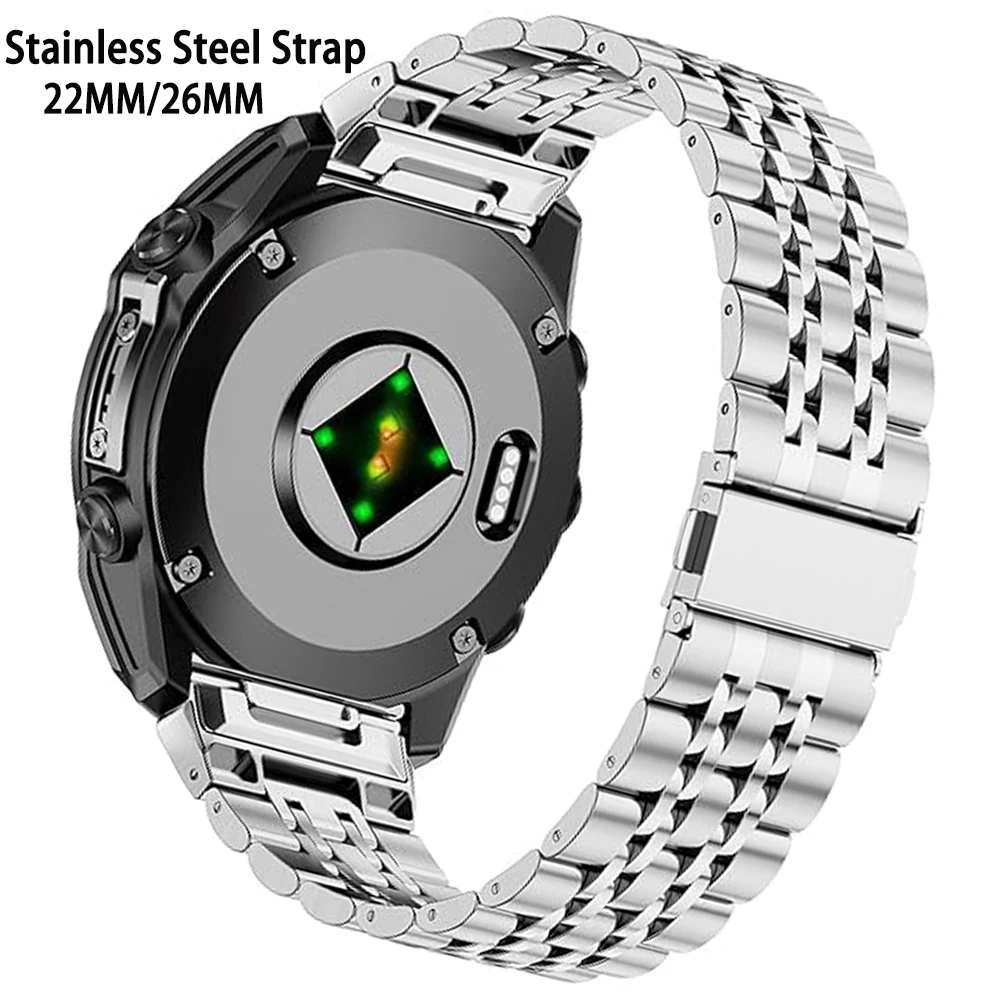 

QuickFit 26 22mm Stainless Steel Strap For Garmin Fenix 8 51mm E 47mm 7 7X 6 6X 5 5X/Epix/Tactix/Forerunner 970 Metal Watch Band