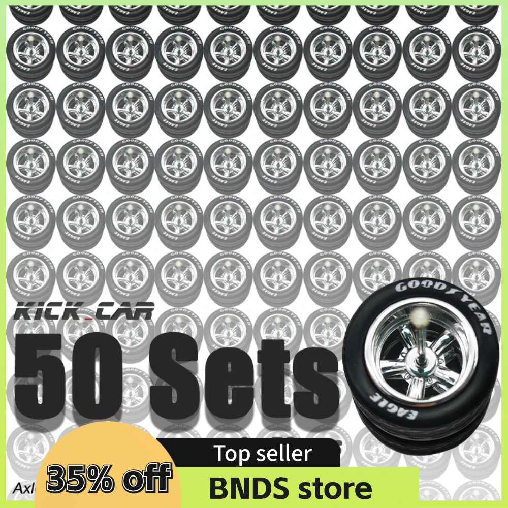 1/64 Model Car Wheels 50 Sets For Hotwheels with Rubber Tires Basic ABS Modified Parts Racing Vehicle Toys For Tomica MiniGT