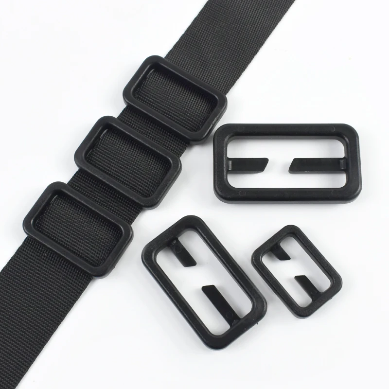 

10-30Pcs 20-50mm Black Plastic Buckles Tri-Glide Slider Loop Adjustable Upgraded Version No Sew Clasp DIY Hardware Accessories