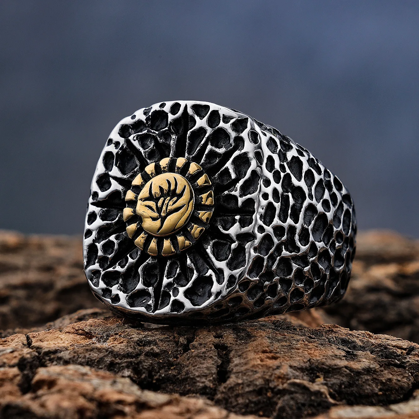 

5 шт. новое пятнистое персонализированное ретро-кольцо в стиле панк, модное преувеличенное маска, голова черепа, голова призрака, мужское кольцо