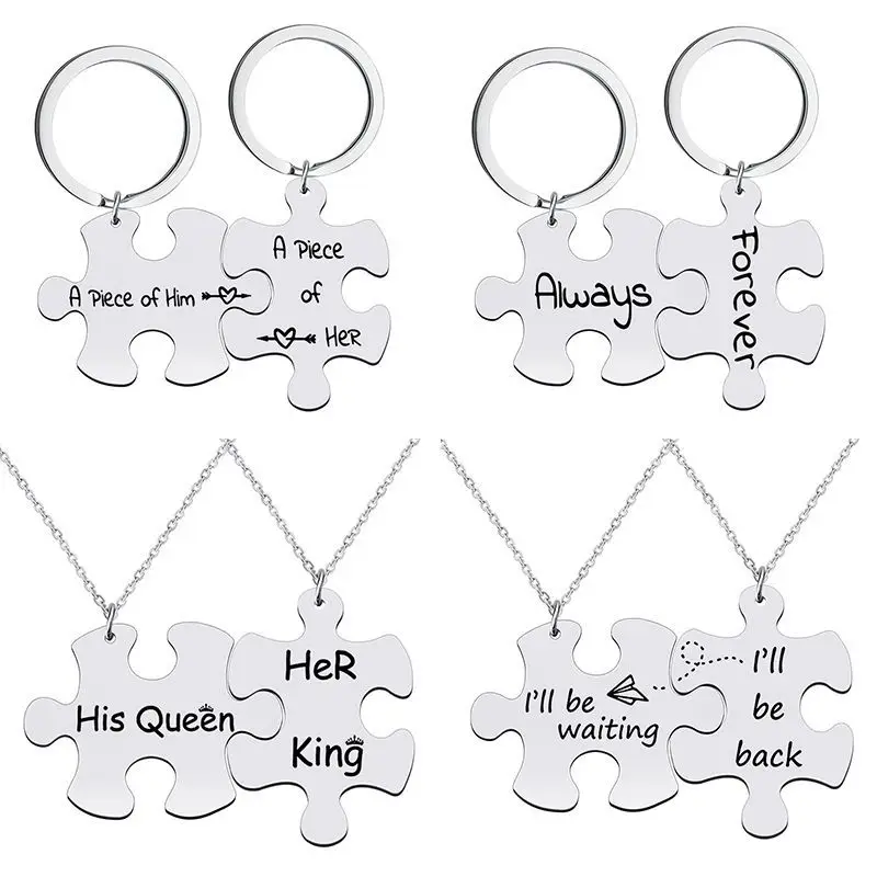 

Stainless Steel Matching Pair Keychain Pendant Charms for Couples