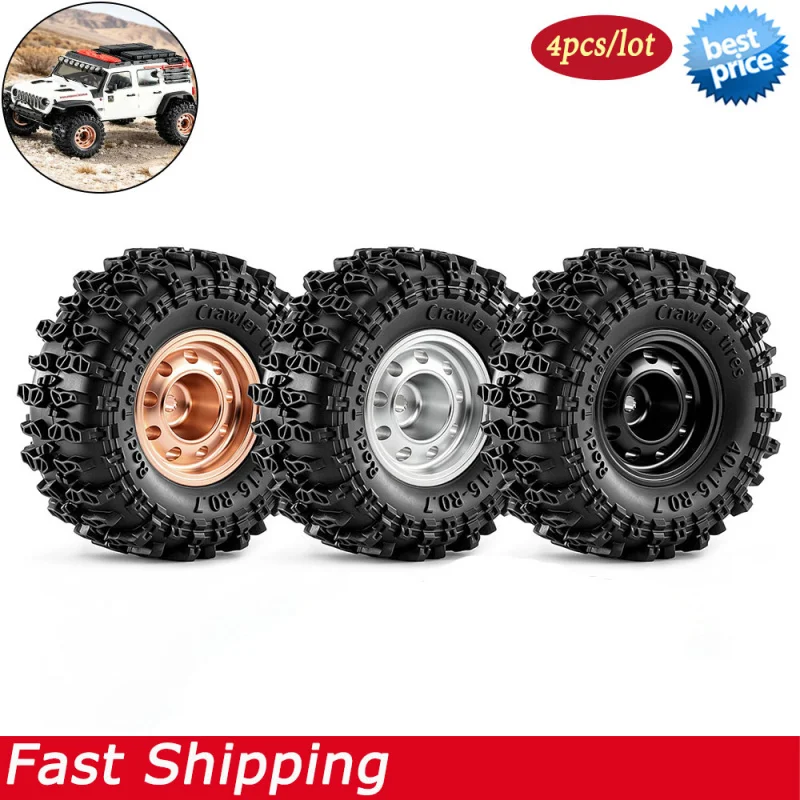 

4Pcs 0.7'' Metal RC Crawler Car Wheel Hub & Rubber Tire for 1/30 Axial SCX30 Jeep Wrangler K10 Ford Bronco Upgrade Parts