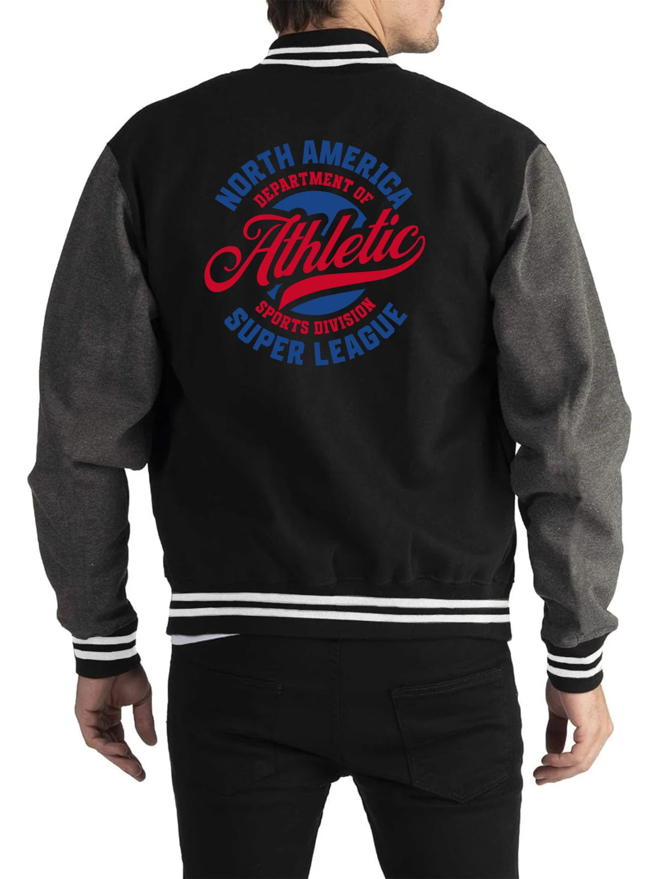 

North America Department Of Athletic Men Jacket Harajuku Fleece Top Baseball Jersey Trendy Loose Coat Vintage Unisex Clothes