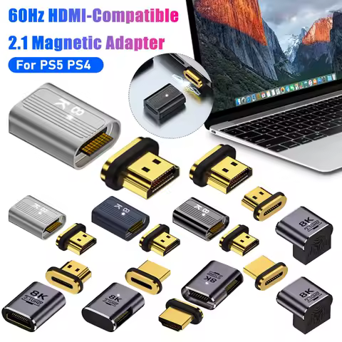 8K HDMI-Compatible 2.1 Magnetic Adapter Male To Female Extender Connector 8K/60Hz 4K/120Hz 19Pin Contacts for Xiaomi TV Box PS5