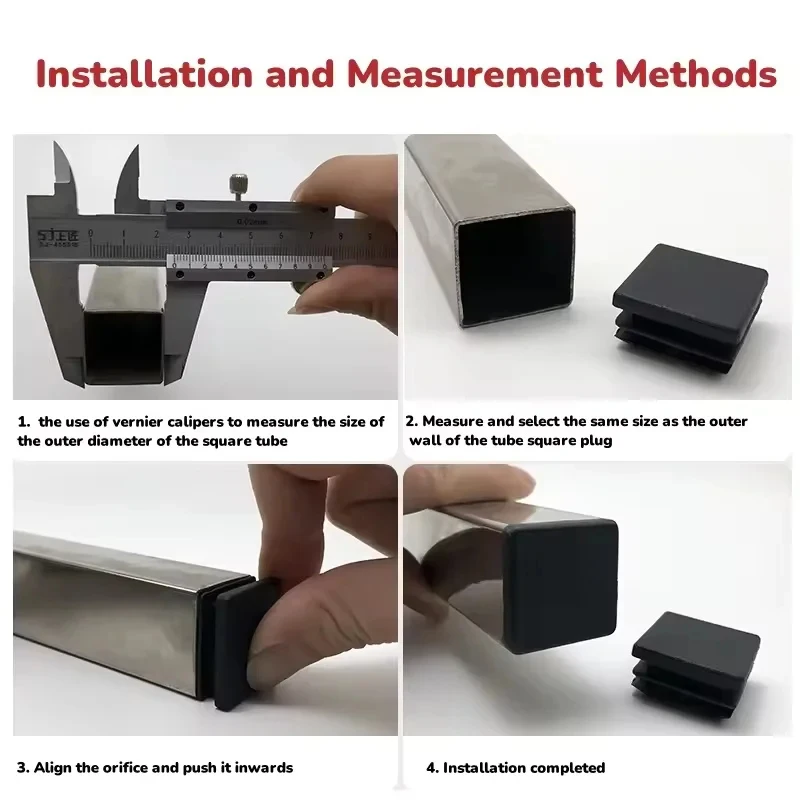 Non Slip Square Chair Foot Cover Wear Resistant Pipe Insert Protective End Plug