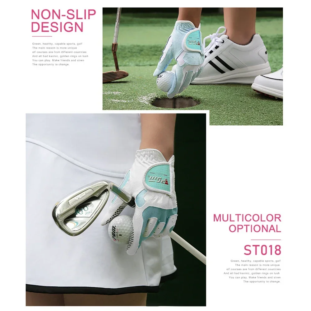 PGM Breathable Women Gloves,Soft Microfiber Cloth Anti-Slip Golf Glove,Outdoor Sport Wear-resistant Palm Protection Gloves ST018