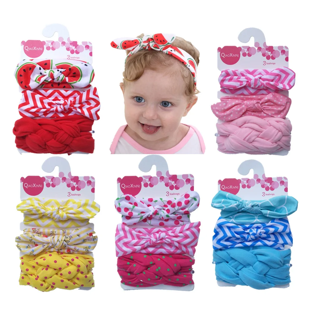 3pcs Flower Bows Headband Baby Hairband for Girl Children Elastic Hair Bands Soft Toddler Newborn Cute Hair Accessories Gift