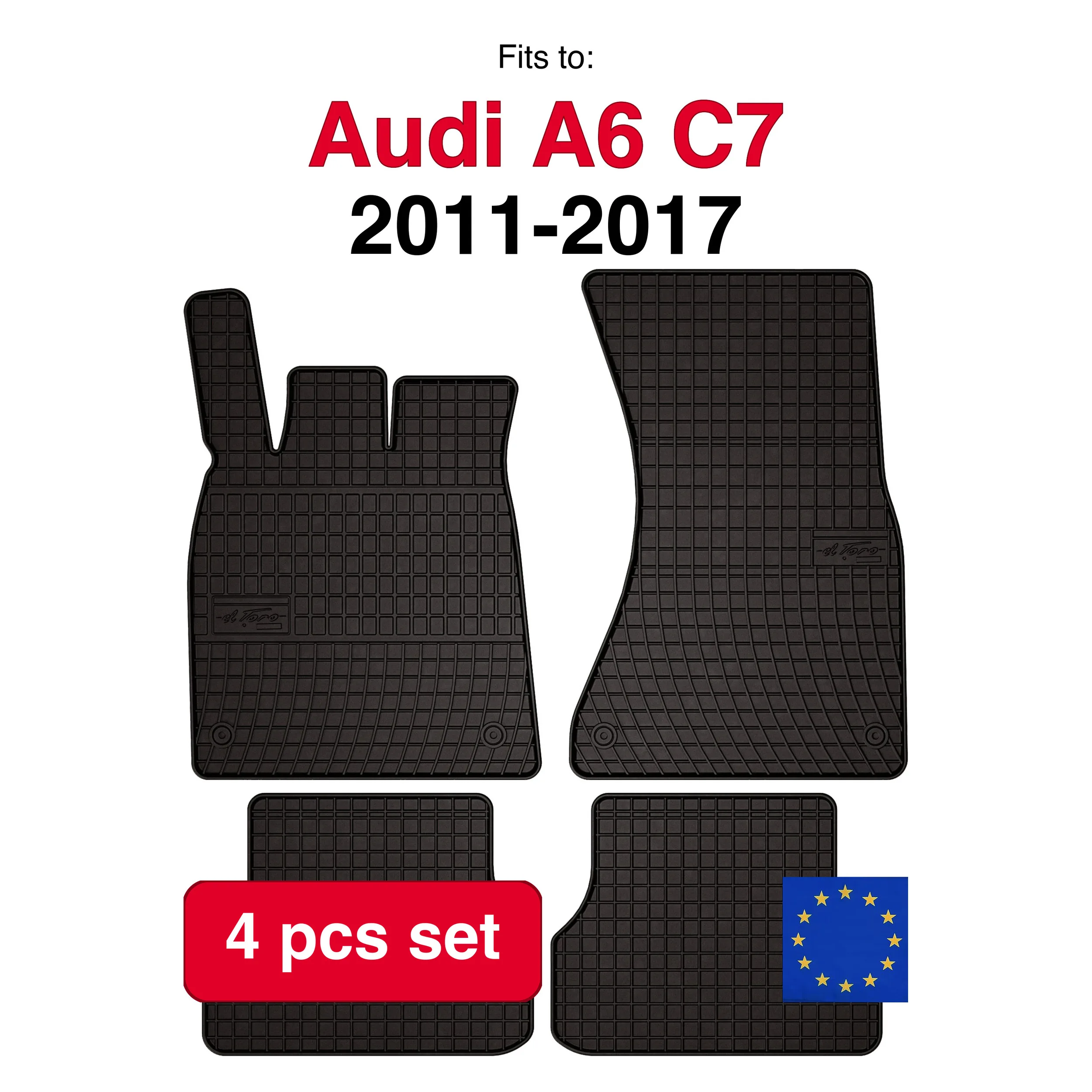 Rubberen automatten voor Audi A6 C7 sedan, wagon (2011-2017) -zwart passend (4 stuks)