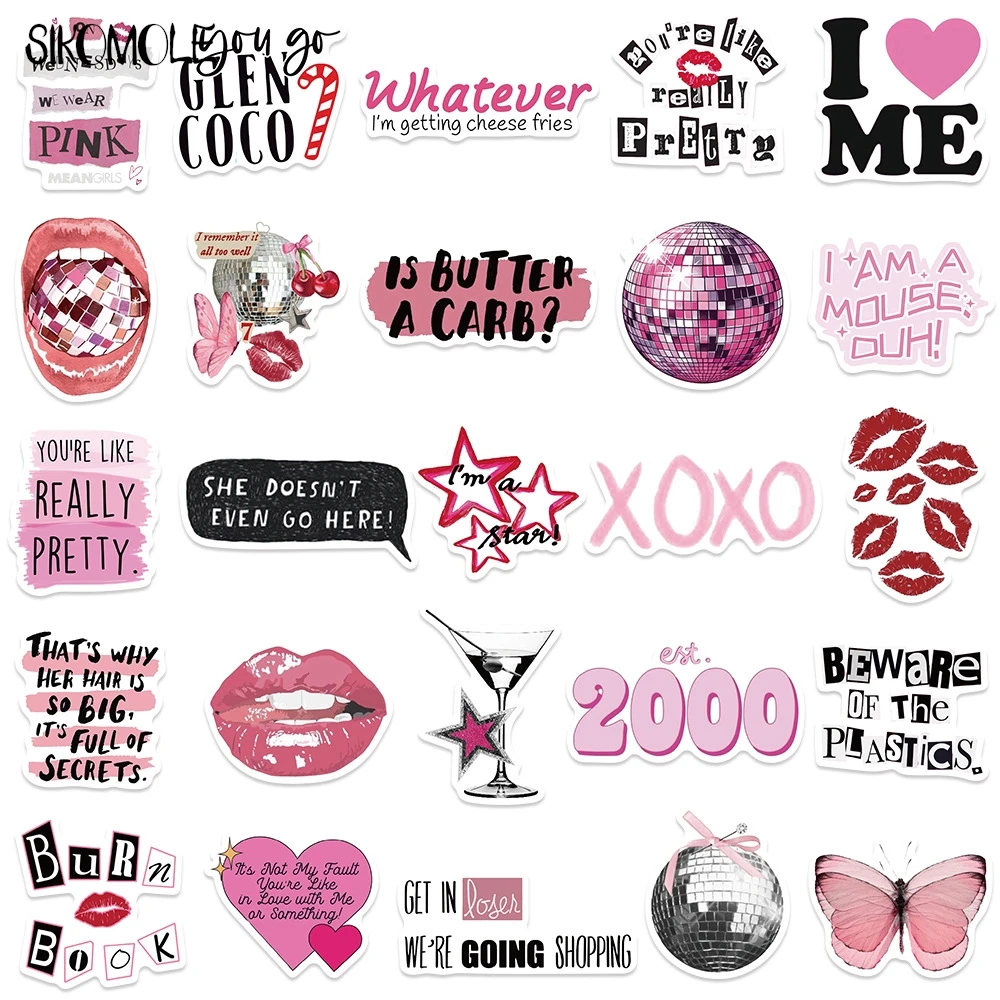 10/30/50pcs Cute Pink Cool Girls Cartoon Graffiti Stickers Aesthetic Decal Fridge Laptop Phone Diary Stationery Sticker Kid Toy