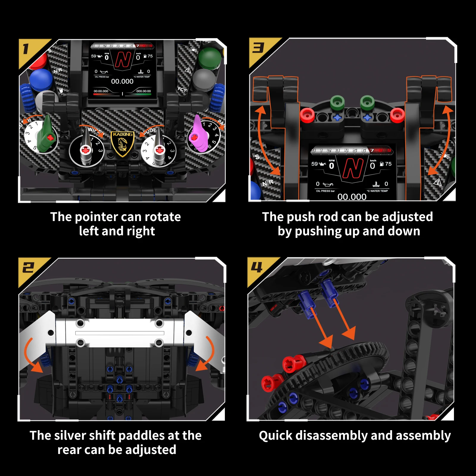 96253 867pcs Supercar V12 Steering Wheel Model Kit Creative Small Building Blocks