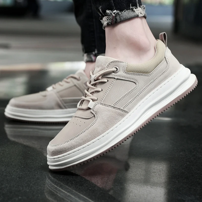 

Classic Men's Chunky Comfortable and Breathable Sneakers New Men's Top Layer Pig Eight Ge Board Shoes Casual Shoes Sports Shoes