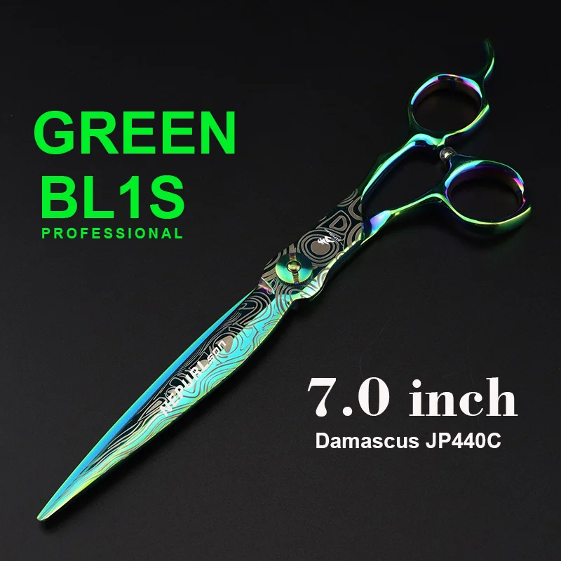 Professional Green JP440c Steel 7 '' Damask Pattern Hair Scissors Haircut Thinning Barber Cutting Shears Hairdresser Scissors