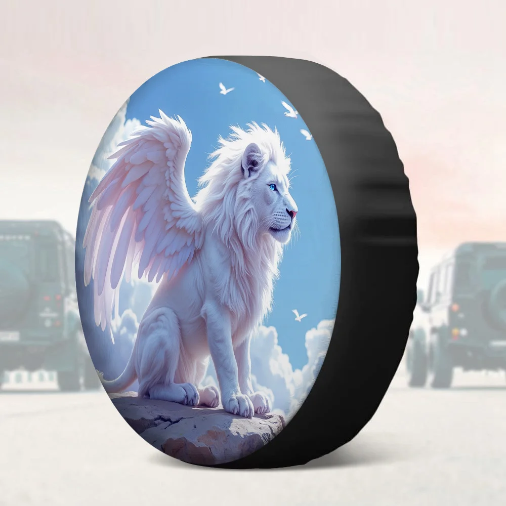 

Winged White Lion Dreamy Sky Spare Tire Cover Polyester