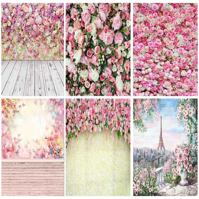 

SHUOZHIKE Art Fabric Photography Backdrops Prop Flower Wall Wood Floor Wedding Theme Photo Studio Background 1911 CXZM-17