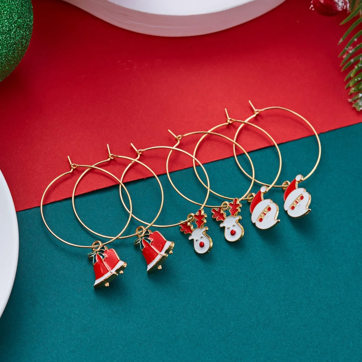 3 Paar/Set Weihnachts-Strass-Ohrringe mit Hirsch, Zuckerstange, Geschenkbox, für Damen, niedliche Weihnachtsmann- und Weihnachtsbaum-Ohrringe, Schmuck – Detail 31