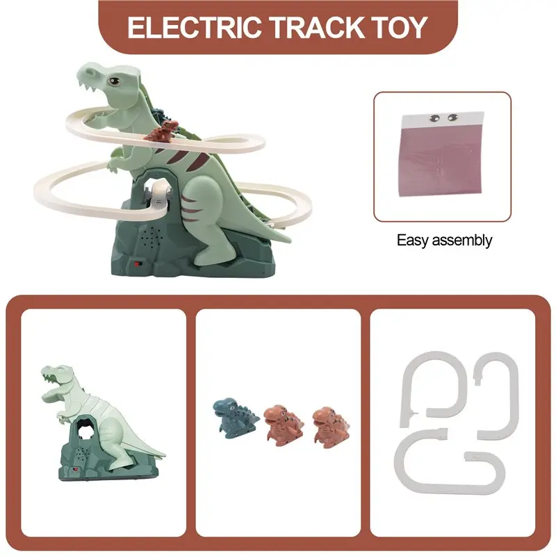 A71Z Dynamic Rotating Dinosaur Adventure Slide Climbing Stairs Children's Educational Electric Track