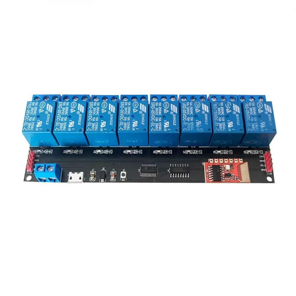 

DC5V TTL 8-channel Serial Port Relay Module 433MHz RF Control Support Self-locking Interlocking Point-and-trip Mode Relay Board
