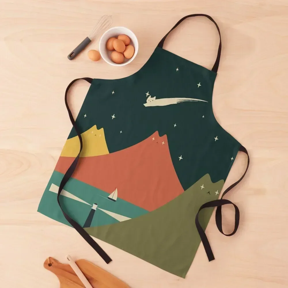 

Cat Landscape 130 Apron kitchen gadgets Cooking Clothes Custom painting Apron