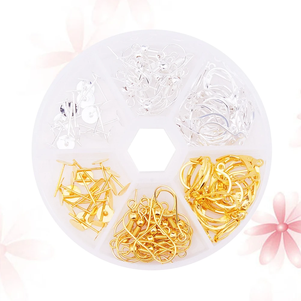 

120pcs Copper Earring Hooks Set Non Allergic for Piercing Jewelry DIY Accessories Storage Case Portable