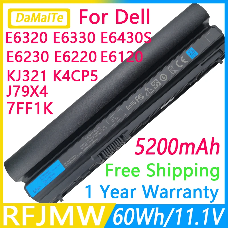 

RFJMW 7FF1K Laptop Battery For DELL Latitude E6320 E6330 E6220 E6230 E6120 E6430S FRR0G FRROG KJ321 K4CP5 J79X4 RXJR6 RFJMW