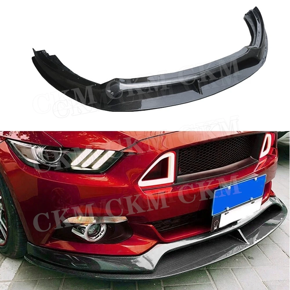 

Carbon Fiber Head Bumper Shovel Protector Skid Plate Front Lip Chin Spoiler For Ford Mustang Coupe 2 Door 2015 2016 2017