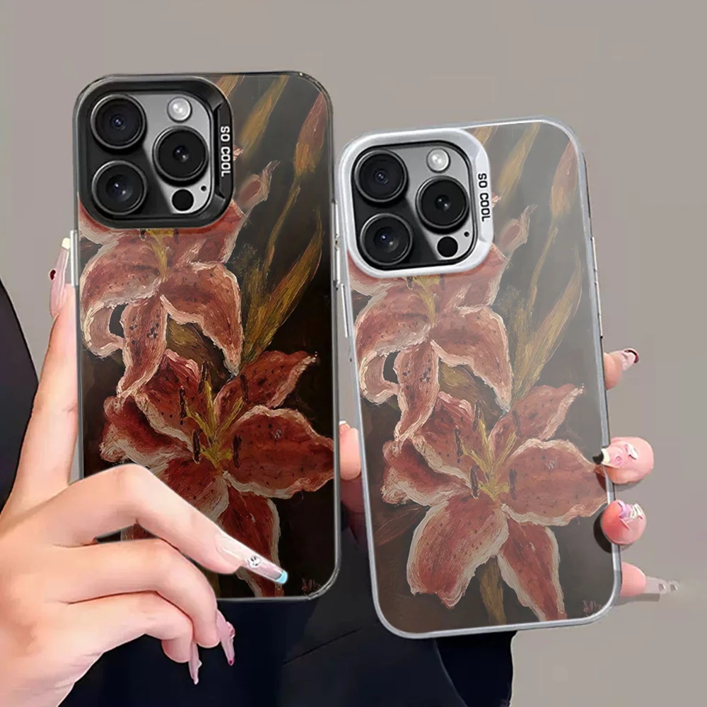 Fashion Lily Orchid Flower Handyhülle für iPhone 17 16 15 14 13 Pro Max 11 12 Pro 7 8 Plus X XS 16E stoßfeste harte PC IMD-Abdeckung