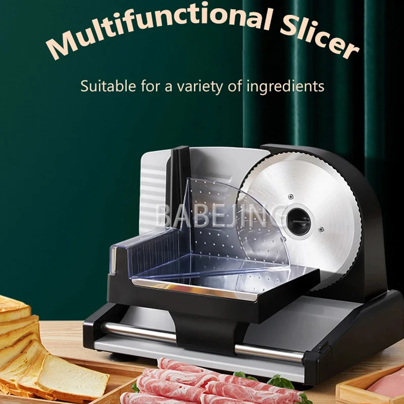 Commercial Electric Desktop Slicer Adjustable Thickness Meat Bread Cutter for Ham Lamb Rolls Kitchen Home Use