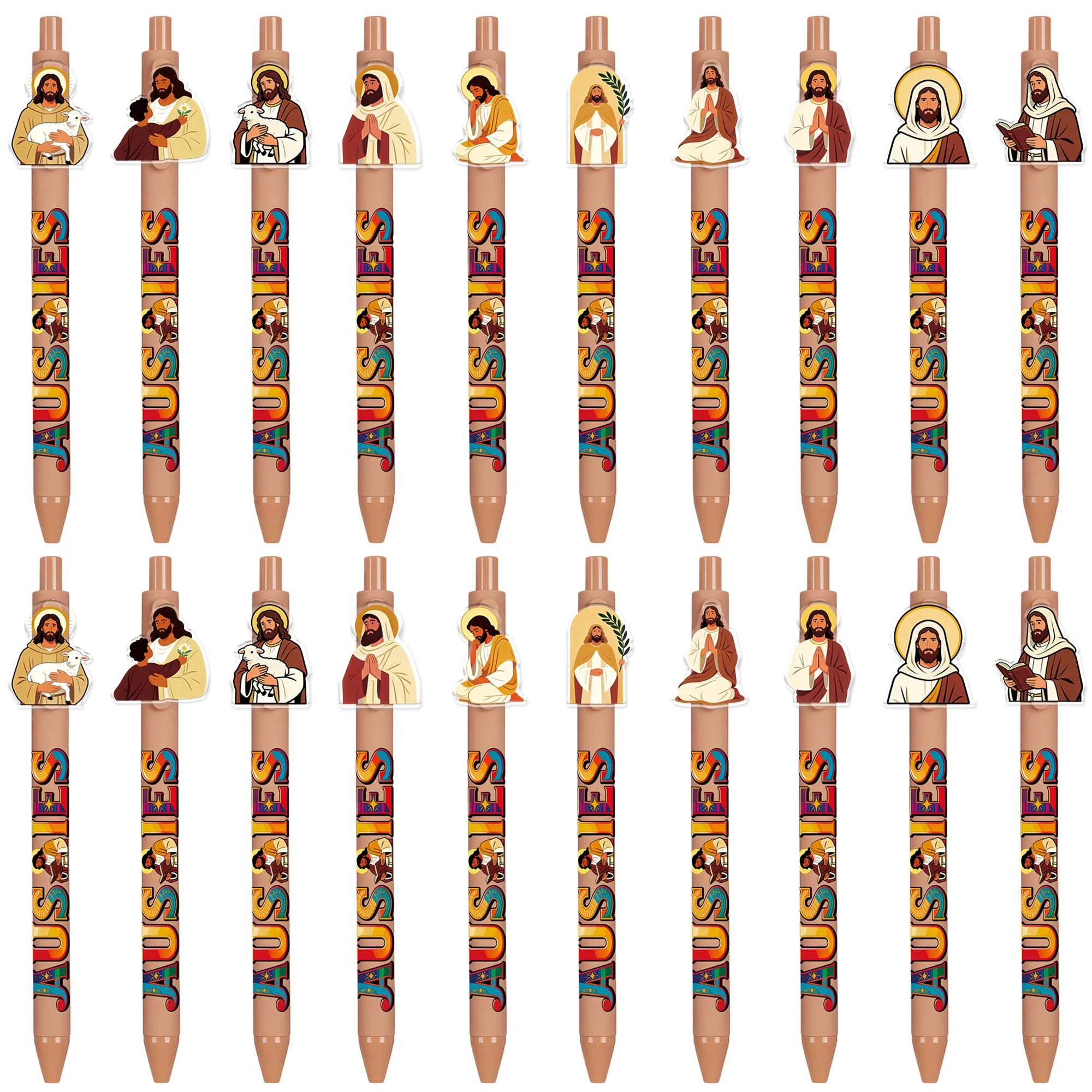 

10/20 штук ручек-шариковых с религиозной тематикой — креативные кнопочные ручки с изображением Иисуса Спасителя — подарочные ручки для письма